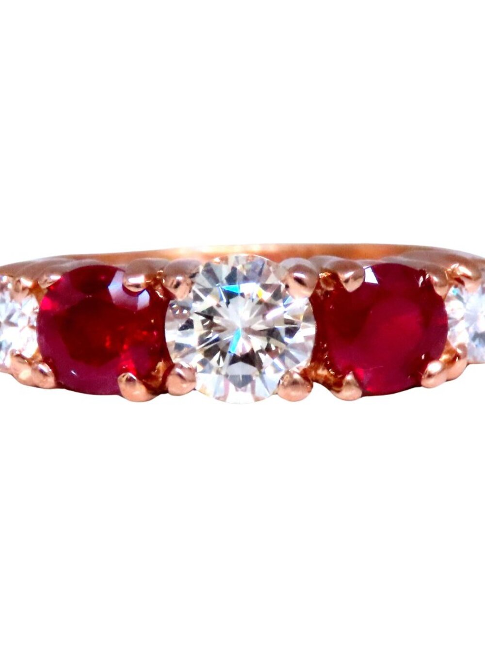 GIA Certified .72ct Round diamond Ruby Band 14kt 12412*
